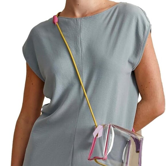 Clear Crossbody Bag Womens Zipper Adjustable Strap Modern Silhouette
